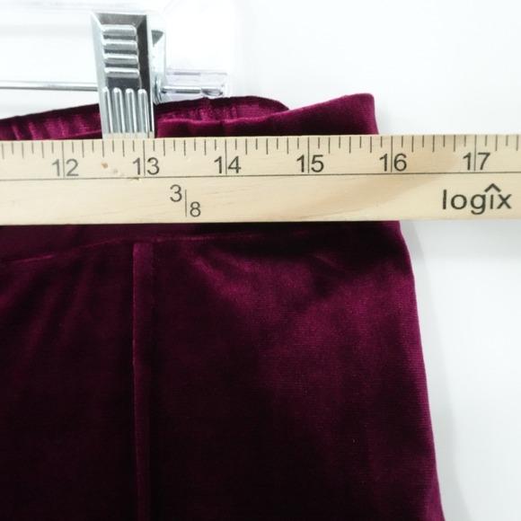 Halara Pants Womens XL Burgundy Velvet Flare High Waist Stretch Lounge Boho Luxe - Picture 5 of 11